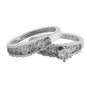 14K GOLD PYRAMID STEP DESIGN 1.25 CARAT DIAMOND ENGAGEMENT & WEDDING RING SET