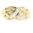 UNIQUE 14K YELLOW GOLD MULTI LEVEL BAGUETTE CUT DIAMOND FASHION RING ~ 1.05 TCW