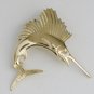 UNIQUE 14K SOLID YELLOW GOLD & DIAMOND SAILFISH 3D PENDANT ~LARGE & HEAVY 9.8GR