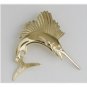 UNIQUE 14K SOLID YELLOW GOLD & DIAMOND SAILFISH 3D PENDANT ~LARGE & HEAVY 9.8GR