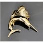 UNIQUE 14K SOLID YELLOW GOLD & DIAMOND SAILFISH 3D PENDANT ~LARGE & HEAVY 9.8GR