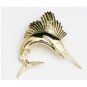 UNIQUE 14K SOLID YELLOW GOLD & DIAMOND SAILFISH 3D PENDANT ~LARGE & HEAVY 9.8GR