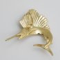 UNIQUE 14K SOLID YELLOW GOLD & DIAMOND SAILFISH 3D PENDANT ~LARGE & HEAVY 9.8GR