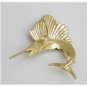 UNIQUE 14K SOLID YELLOW GOLD & DIAMOND SAILFISH 3D PENDANT ~LARGE & HEAVY 9.8GR
