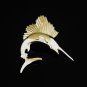 UNIQUE 14K SOLID YELLOW GOLD & DIAMOND SAILFISH 3D PENDANT ~LARGE & HEAVY 9.8GR