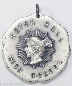 VERY RARE SETON HALL HIGH SCHOOL 1935 TRACK & FIELD RELAY SILVER MEDAL AWARD