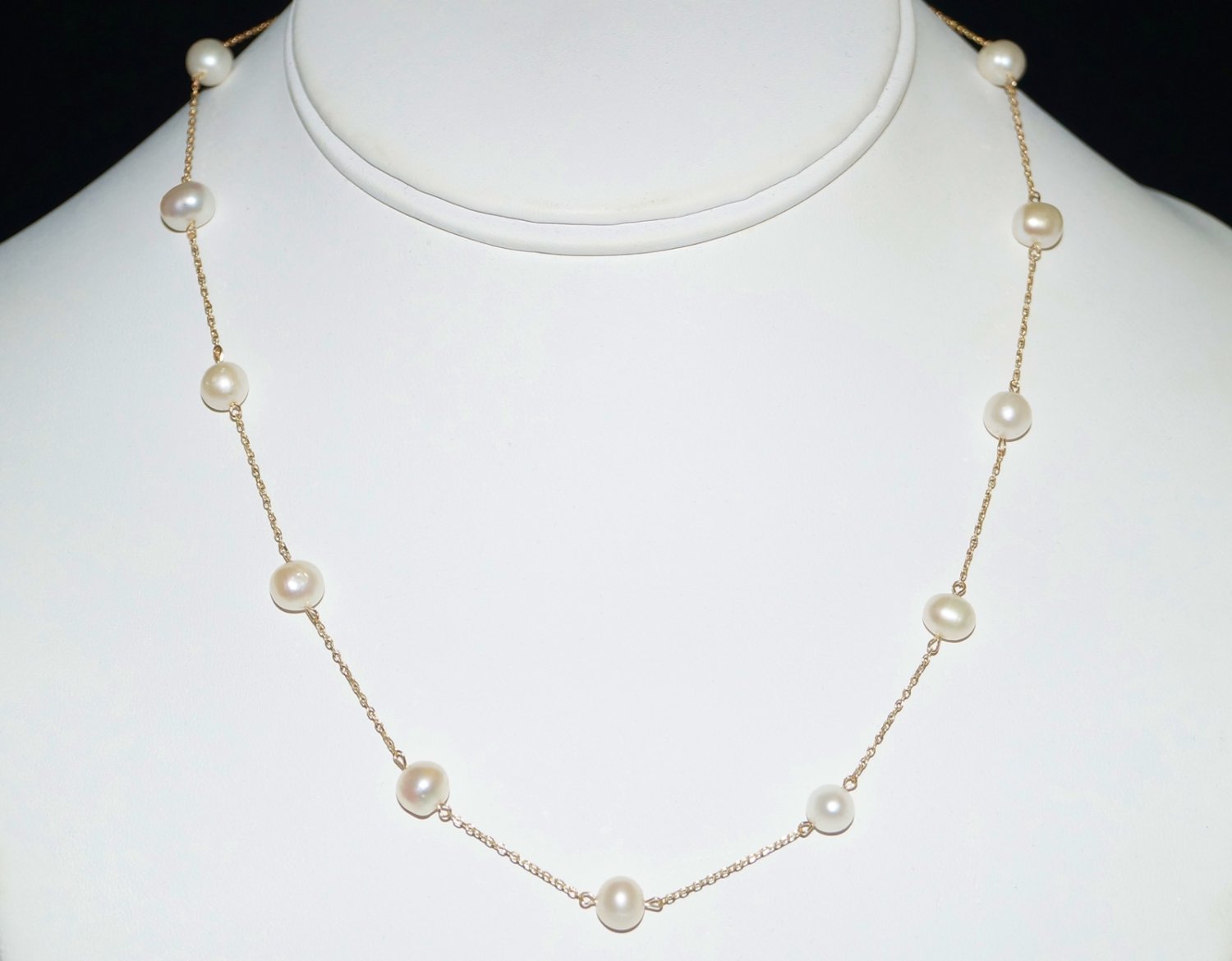 10K SOLID YELLOW GOLD & 6.5MM PEARL NECKLACE ~ 17" ~ 5.5 GRAMS ~ MINT CONDITION!