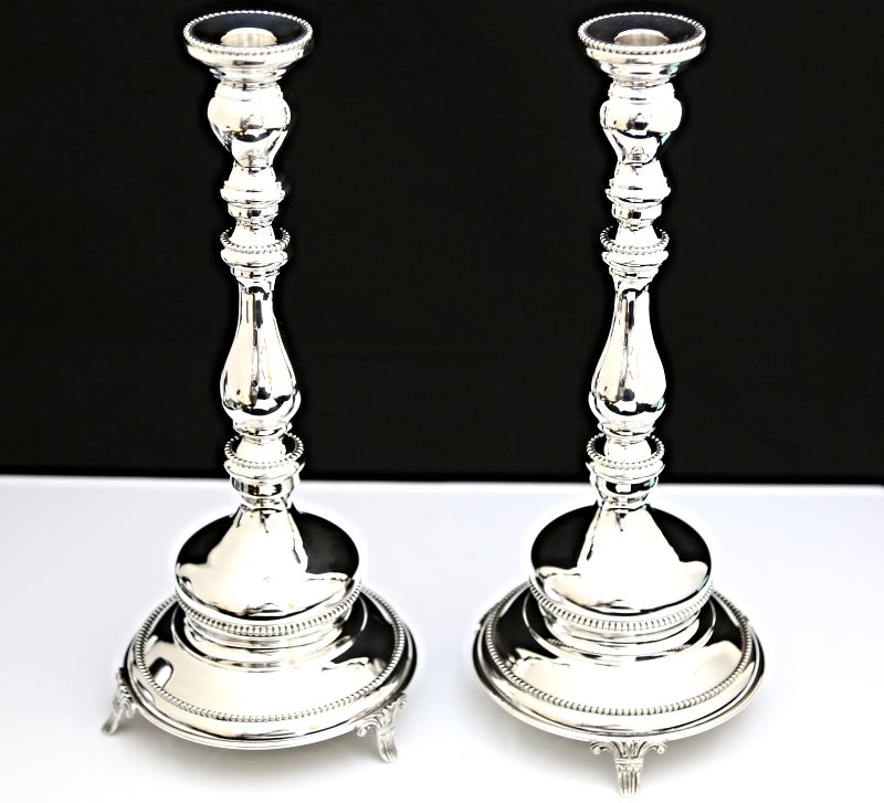 STUNNING SOLID 925 STERLING SILVER PAIR CANDLESTICKS BY HADAD ~14.5" TALL 900+GR