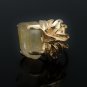 VERY UNIQUE CUSTOM HANDMADE QUARTZ & 14K YELLOW GOLD LEAF ESTATE RING 9.6 GRAMS