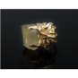 VERY UNIQUE CUSTOM HANDMADE QUARTZ & 14K YELLOW GOLD LEAF ESTATE RING 9.6 GRAMS