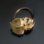 VERY UNIQUE CUSTOM HANDMADE QUARTZ & 14K YELLOW GOLD LEAF ESTATE RING 9.6 GRAMS