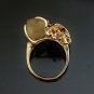 VERY UNIQUE CUSTOM HANDMADE QUARTZ & 14K YELLOW GOLD LEAF ESTATE RING 9.6 GRAMS