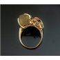 VERY UNIQUE CUSTOM HANDMADE QUARTZ & 14K YELLOW GOLD LEAF ESTATE RING 9.6 GRAMS