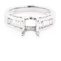 MODERN 14K WHITE GOLD BAGUETTE CUT DIAMOND SEMI MOUNT ENGAGEMENT RING SETTING