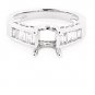 MODERN 14K WHITE GOLD BAGUETTE CUT DIAMOND SEMI MOUNT ENGAGEMENT RING SETTING