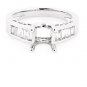 MODERN 14K WHITE GOLD BAGUETTE CUT DIAMOND SEMI MOUNT ENGAGEMENT RING SETTING