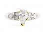 UNIQUE PLATINUM & 18K GOLD PEAR SHAPE DIAMOND ENGAGEMENT RING ~ 1.23 TCW ~ E/SI1