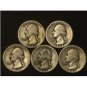 BETTER DATES 1936 1937 1939 1941 1943S WASHINGTON SILVER 25c QUARTER DOLLARS LOT