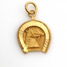UNIQUE 22K SOLID YELLOW GOLD HORSE HORSESHOE GOOD LUCK PENDANT CHARM ~ 2.9 GRAMS