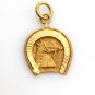 UNIQUE 22K SOLID YELLOW GOLD HORSE HORSESHOE GOOD LUCK PENDANT CHARM ~ 2.9 GRAMS