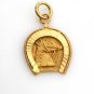 UNIQUE 22K SOLID YELLOW GOLD HORSE HORSESHOE GOOD LUCK PENDANT CHARM ~ 2.9 GRAMS
