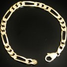HEAVY 14K YELLOW GOLD ITALIAN FIGARO LINK CHAIN BRACELET 6MM+ ~8-?"L~ 18.2GRAMS!
