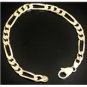 HEAVY 14K YELLOW GOLD ITALIAN FIGARO LINK CHAIN BRACELET 6MM+ ~8-?"L~ 18.2GRAMS!