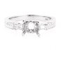 14K WHITE GOLD BAGUETTE & ROUND DIAMOND SEMI MOUNT ENGAGEMENT RING SETTING .35Ct
