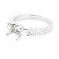 14K WHITE GOLD BAGUETTE & ROUND DIAMOND SEMI MOUNT ENGAGEMENT RING SETTING .35Ct
