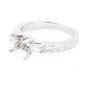 14K WHITE GOLD BAGUETTE & ROUND DIAMOND SEMI MOUNT ENGAGEMENT RING SETTING .35Ct