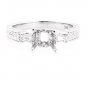 14K WHITE GOLD BAGUETTE & ROUND DIAMOND SEMI MOUNT ENGAGEMENT RING SETTING .35Ct