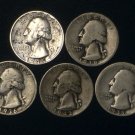 LOT 1935D 1936S 1939S 1942 1944 WASHINGTON SILVER 25c QUARTER DOLLARS FREE S&H