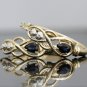 14K SOLIDYELLOW GOLD 1.02 CT PEAR SHAPED SAPPHIRE & DIAMOND HOOOP EARRINGS