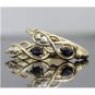 14K SOLIDYELLOW GOLD 1.02 CT PEAR SHAPED SAPPHIRE & DIAMOND HOOOP EARRINGS