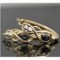 14K SOLIDYELLOW GOLD 1.02 CT PEAR SHAPED SAPPHIRE & DIAMOND HOOOP EARRINGS