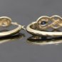 14K SOLIDYELLOW GOLD 1.02 CT PEAR SHAPED SAPPHIRE & DIAMOND HOOOP EARRINGS