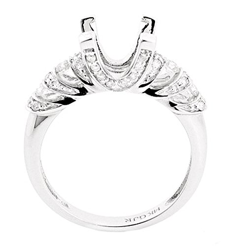 STUNNING 14K WHITE GOLD ROUND DIAMOND SEMI MOUNT ENGAGEMENT RING SETTING .42 TCW