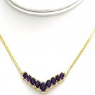 GORGEOUS 14K YELLOW GOLD 6.51 TCW AMETHYST & DIAMOND ESTATE NECKLACE ~ 10+Grams