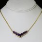 GORGEOUS 14K YELLOW GOLD 6.51 TCW AMETHYST & DIAMOND ESTATE NECKLACE ~ 10+Grams