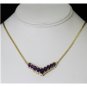 GORGEOUS 14K YELLOW GOLD 6.51 TCW AMETHYST & DIAMOND ESTATE NECKLACE ~ 10+Grams