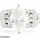 4.21 Ct GENUINE OVAL DIAMOND ENGAGEMENT RING 14K GOLD ~ 3.01 Ct CENTER F/SI1