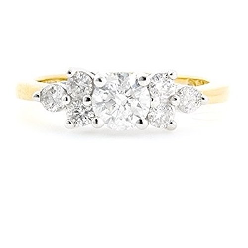 GORGEOUS 14K TWO TONE GOLD ROUND BRILLIANT DIAMOND ENGAGEMENT RING ~ 1.20 TCW