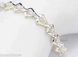 SOLID 925 STERLING SILVER CZ CUBIC ZIRCONIA TENNIS DROP LINK BRACELET -STUNNING!