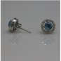 14K WHITE GOLD 1.30CT ROUND BLUE TOPAZ & DIAMOND HALO STUD EARRINGS STUNNING!