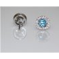 14K WHITE GOLD 1.30CT ROUND BLUE TOPAZ & DIAMOND HALO STUD EARRINGS STUNNING!