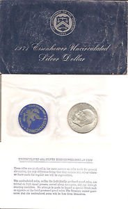 1971 40% Silver Eisenhower Ike Dollar Uncirculated With Mint Envelope and COA