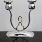 HEAVY & SOLID 925 STERLING SILVER DOUBLE POST CANDLE HOLDER ~ INCREDIBLE COND'