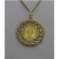 22K SOLID GOLD 1966 FULL SOVEREIGN ELIZABETH II COIN IN CUSTOM 14K GOLD PENDANT