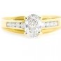 UNIQUE 14K YELLOW GOLD GENUINE OVAL CUT DIAMOND ENGAGEMENT RING ~ .95 TCW ~F/SI1