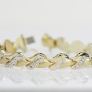 STUNNING SOLID 18K YELLOW GOLD DIAMOND CUT LINK TENNIS BRACELET 8" LENGTH 13.6GR
